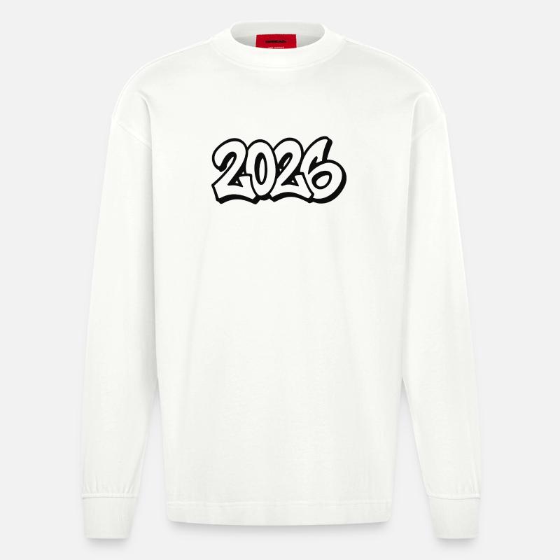 Année 2026 Conception de graffitis - Manches longues bio épais oversize fabriqué en UE - OFF WHITE