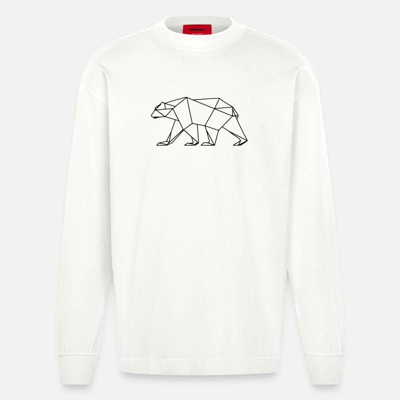 Polar Bär Polygon Eisbär Symbol - Heavyweight Oversized Organic Langarmshirt Made in EU - OFF WHITE
