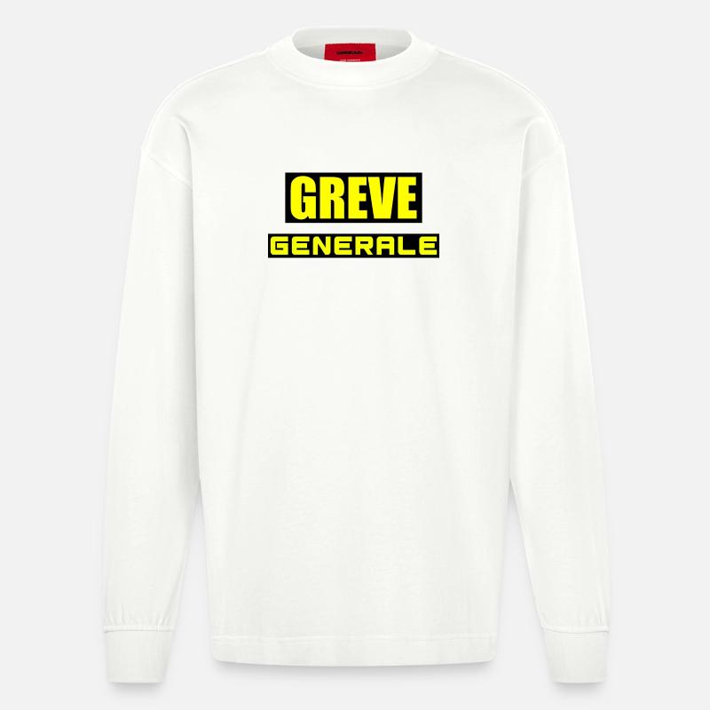 Grève générale - Manches longues bio épais oversize fabriqué en UE - OFF WHITE