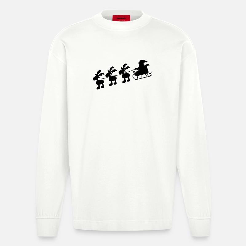 Weihnachtsmann mit Schlitten - Heavyweight Oversized Organic Langarmshirt Made in EU - OFF WHITE