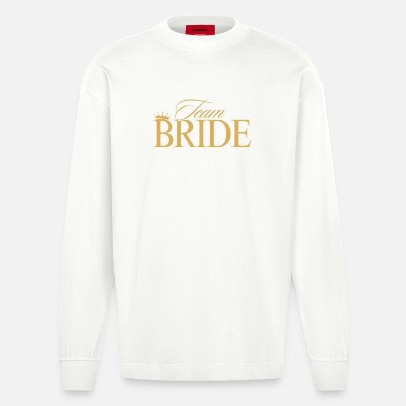 Team Bride! Personalisierbar - Heavyweight Oversized Organic Langarmshirt Made in EU - OFF WHITE
