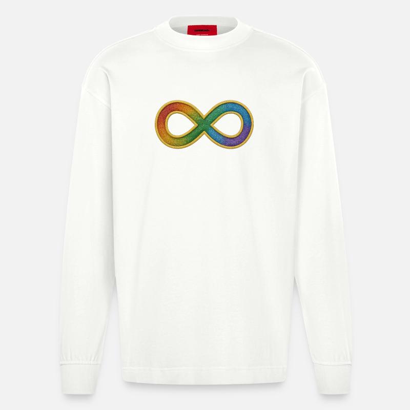 Rainbow infinity symbol for diversity - Heavyweight Oversized Organic Longsleeve Shirt Made in EU - OFF WHITE