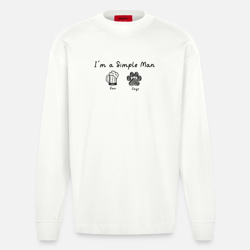 I am a simple Man - Heavyweight Oversized Organic Langarmshirt Made in EU - OFF WHITE