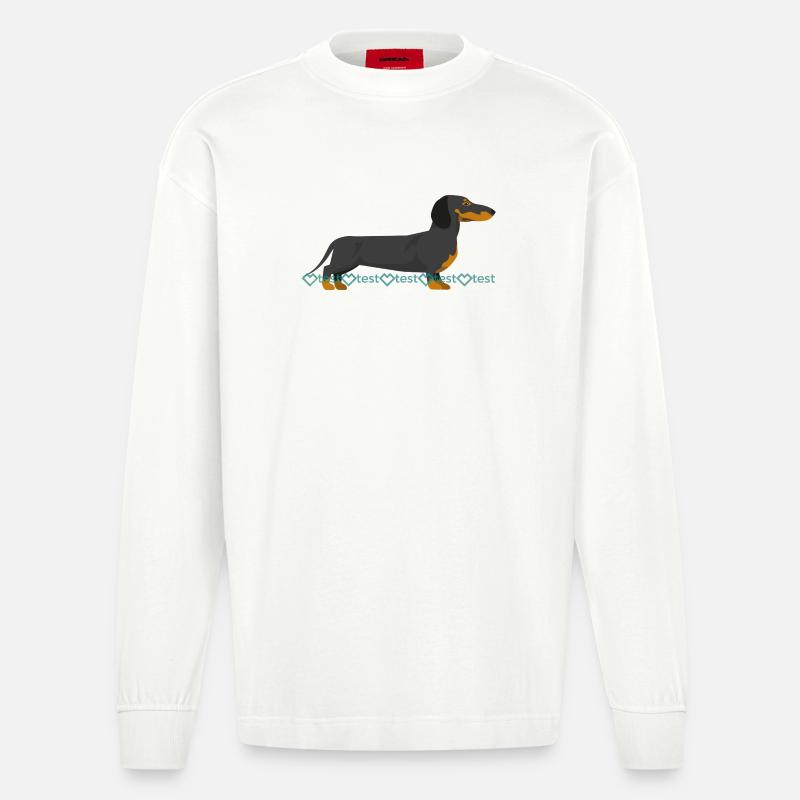 Dackel Bild - Heavyweight Oversized Organic Langarmshirt Made in EU - OFF WHITE