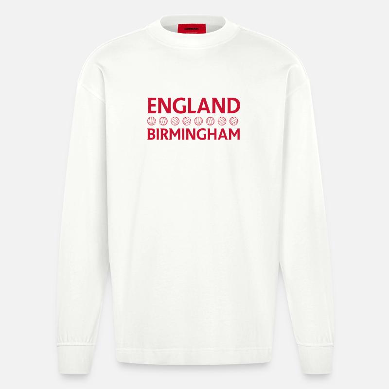Emblème de cricket Angleterre Birmingham - Manches longues bio épais oversize fabriqué en UE - OFF WHITE