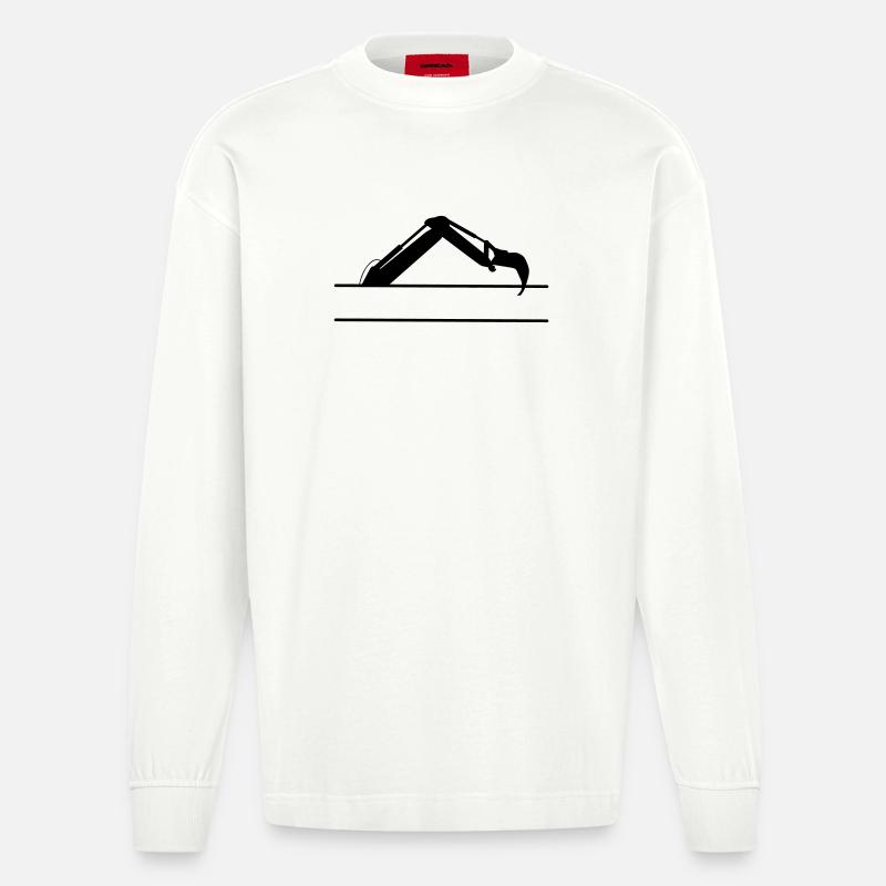 Baggerarm maßgeschneidert – Baukonstruktion - Heavyweight Oversized Organic Langarmshirt Made in EU - OFF WHITE