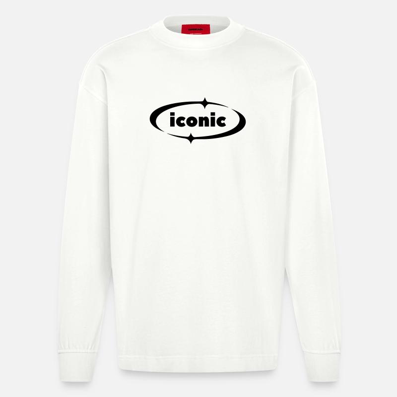 Iconic Spark – Y2K Textdesign mit Sternakzenten - Heavyweight Oversized Organic Langarmshirt Made in EU - OFF WHITE
