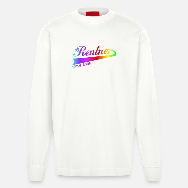 Rentner 2026 Ruhestand Rentner Pullover, Kappe - Heavyweight Oversized Organic Langarmshirt Made in EU - OFF WHITE