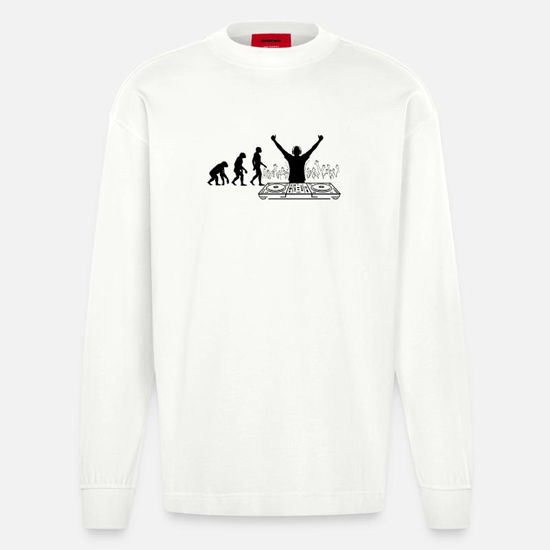Évolution vers DJ Humor Fun - Manches longues bio épais oversize fabriqué en UE - OFF WHITE