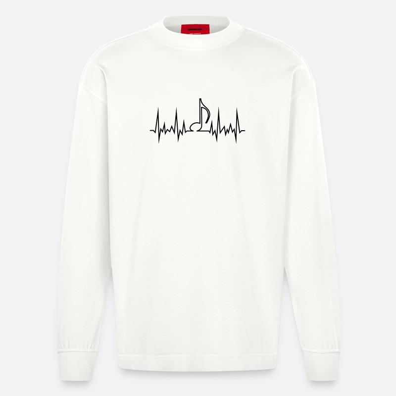 wave_note - Heavyweight Oversized Organic Langarmshirt Made in EU - OFF WHITE