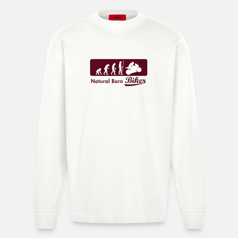 evolution_biker - Heavyweight Oversized Organic Langarmshirt Made in EU - OFF WHITE