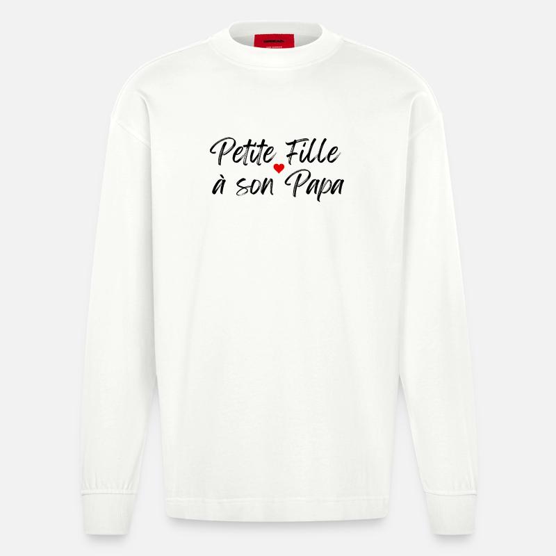 Kleines Mädchen mit ihrem Papa - Heavyweight Oversized Organic Langarmshirt Made in EU - OFF WHITE