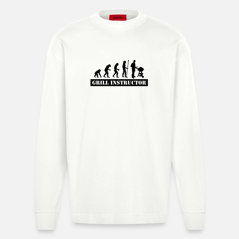 evolution grill instructor - Heavyweight Oversized Organic Longsleeve Shirt Made in EU - OFF WHITE