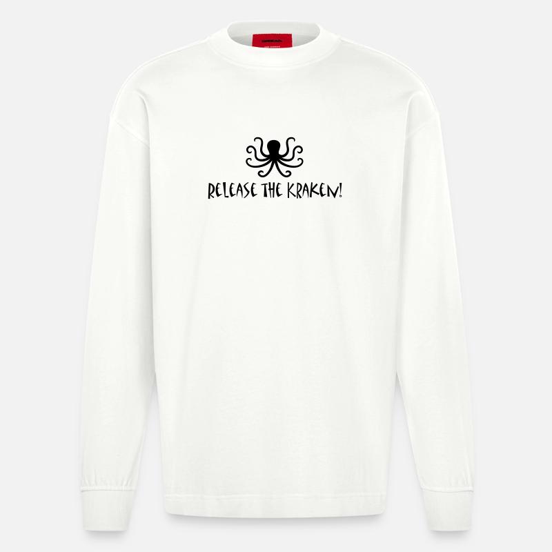 Release the Kraken - Heavyweight Oversized Organic Langarmshirt Made in EU - OFF WHITE