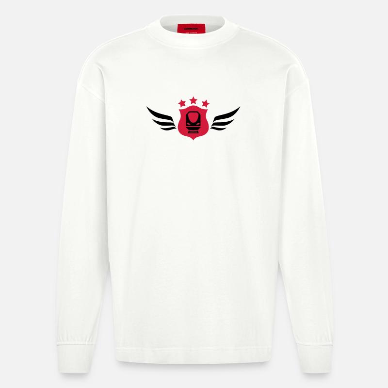 Eisenbahner / Eisenbahnen / Eisenbahn / Bahn - Heavyweight Oversized Organic Langarmshirt Made in EU - OFF WHITE
