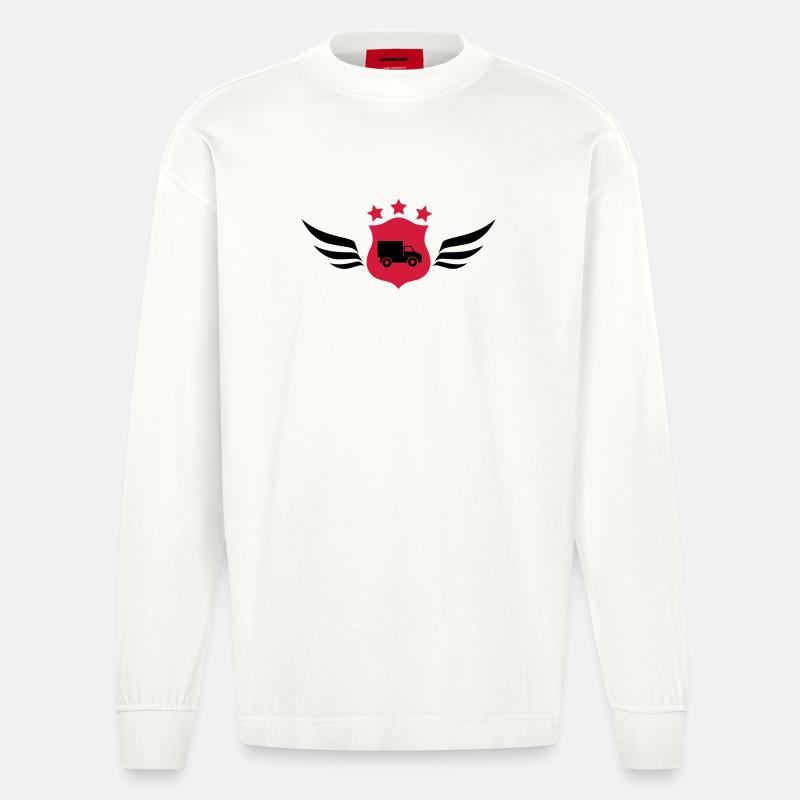frachtführer / möbelpacker / mover / bewegen - Heavyweight Oversized Organic Langarmshirt Made in EU - OFF WHITE