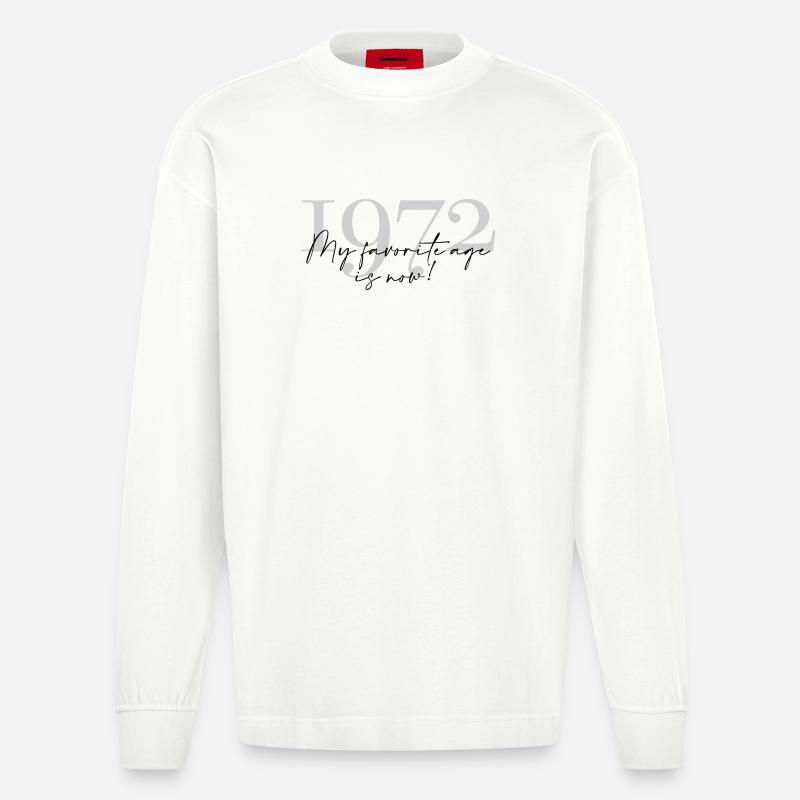 Millésime Année 1972 Script - Manches longues bio épais oversize fabriqué en UE - OFF WHITE