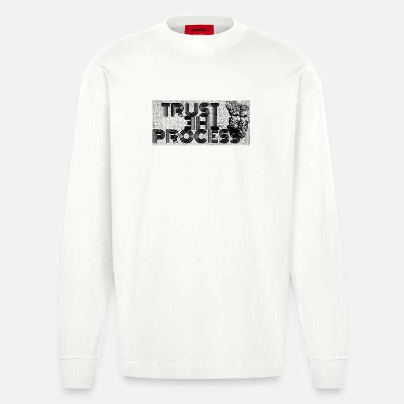VERTRAUEN SIE DEM PROZESS - Heavyweight Oversized Organic Langarmshirt Made in EU - OFF WHITE