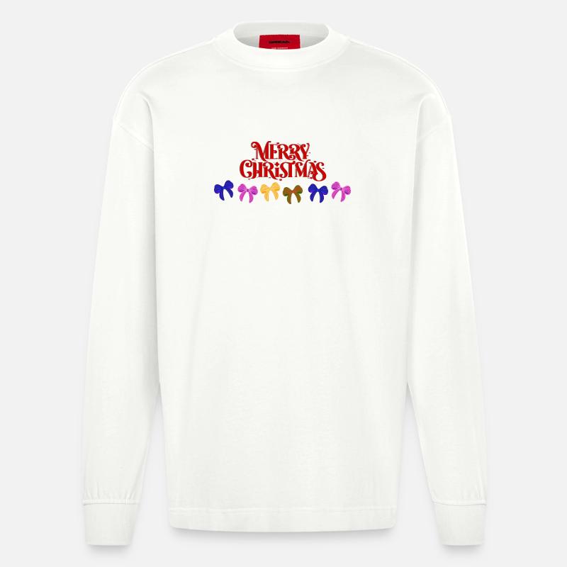 Frohe Weihnachten Bogenparade - Heavyweight Oversized Organic Langarmshirt Made in EU - OFF WHITE