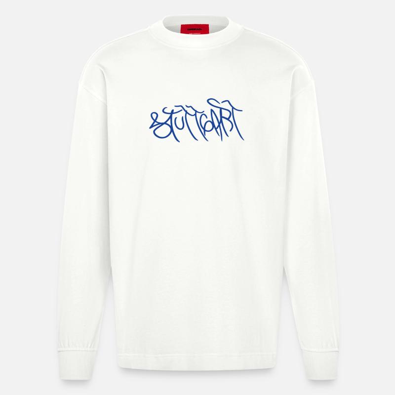 Stuttgart dans le style graffiti - Manches longues bio épais oversize fabriqué en UE - OFF WHITE