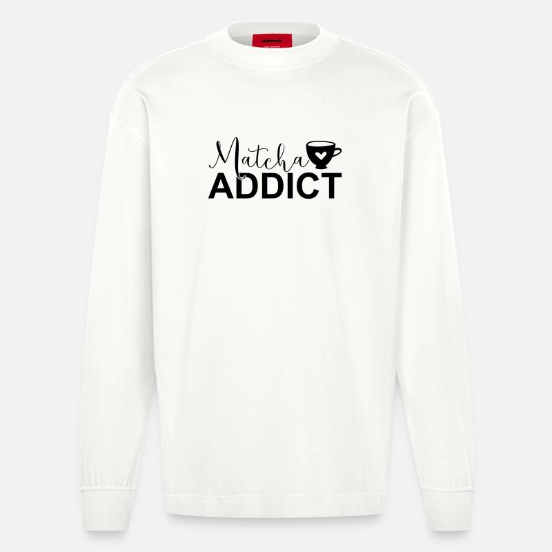 Matcha Addict SVG – Matcha Lover Design - Heavyweight Oversized Organic Langarmshirt Made in EU - OFF WHITE