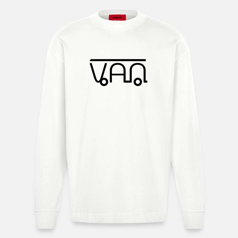 Van Camper Illustration aus Buchstaben - Heavyweight Oversized Organic Langarmshirt Made in EU - OFF WHITE