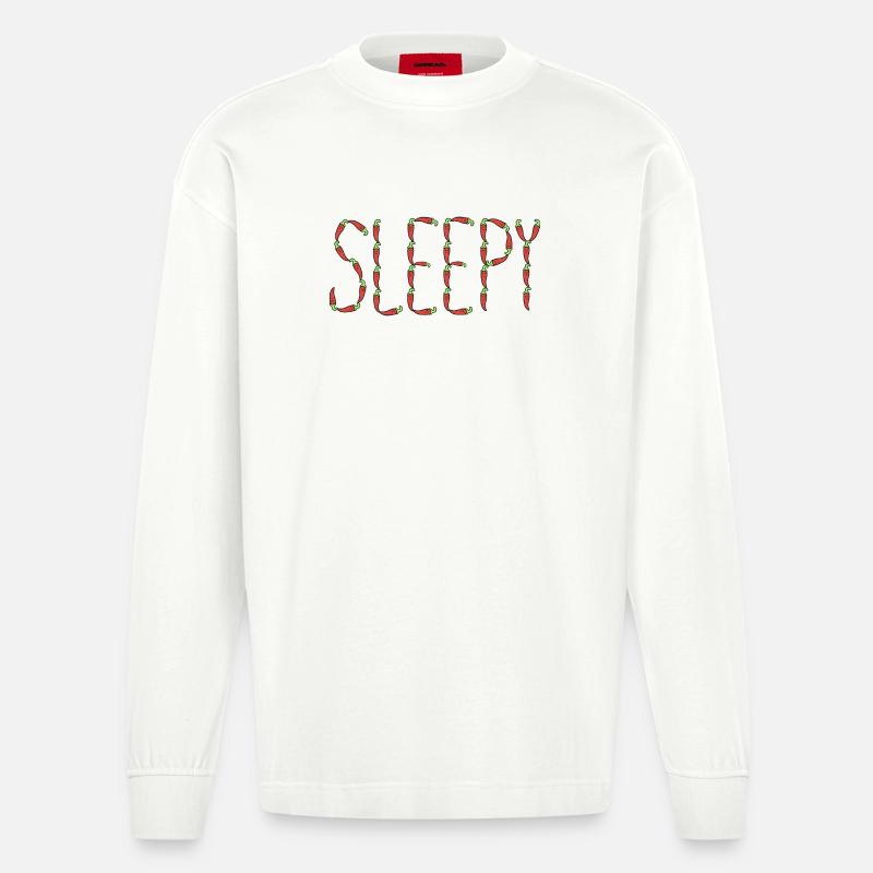 Chilischoten schläfrig - Heavyweight Oversized Organic Langarmshirt Made in EU - OFF WHITE