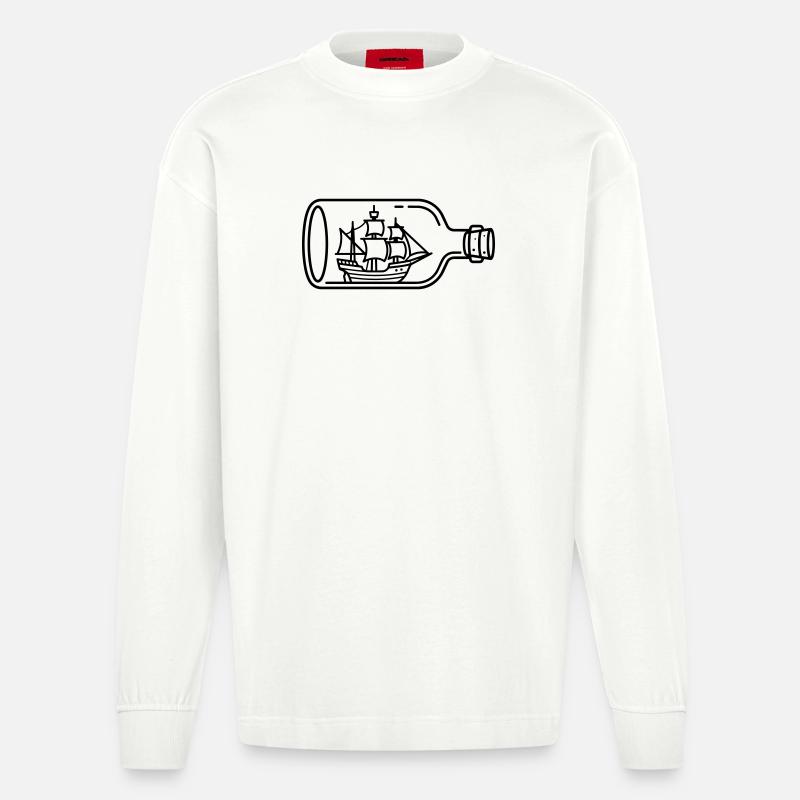 Schiff in der Flasche - Heavyweight Oversized Organic Langarmshirt Made in EU - OFF WHITE