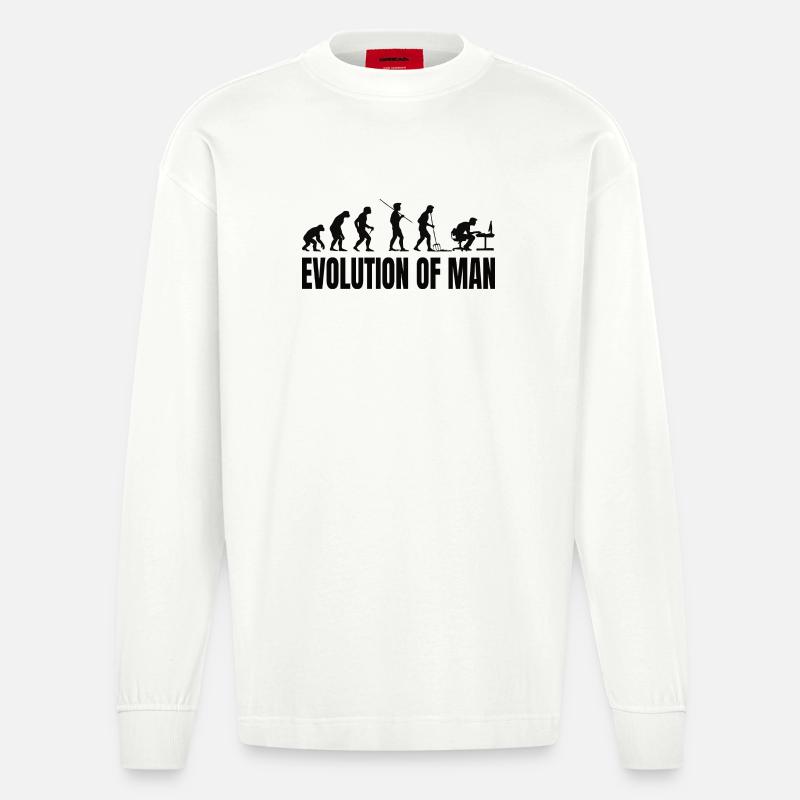 Programmeur Computer Freak Evolution - Manches longues bio épais oversize fabriqué en UE - OFF WHITE