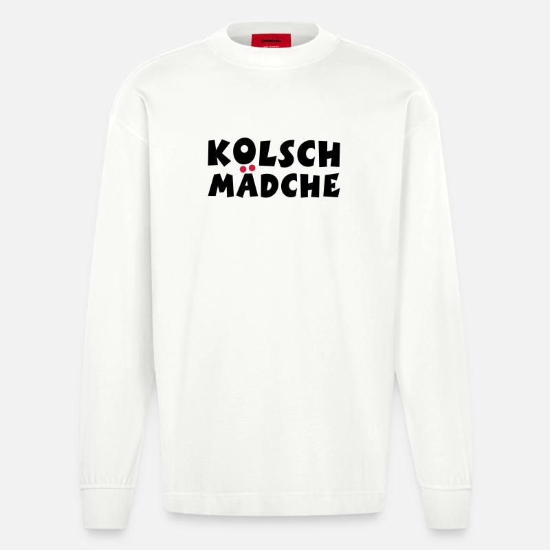 Kölsch Mädche - Ein Mädchen aus Köln - Heavyweight Oversized Organic Langarmshirt Made in EU - OFF WHITE