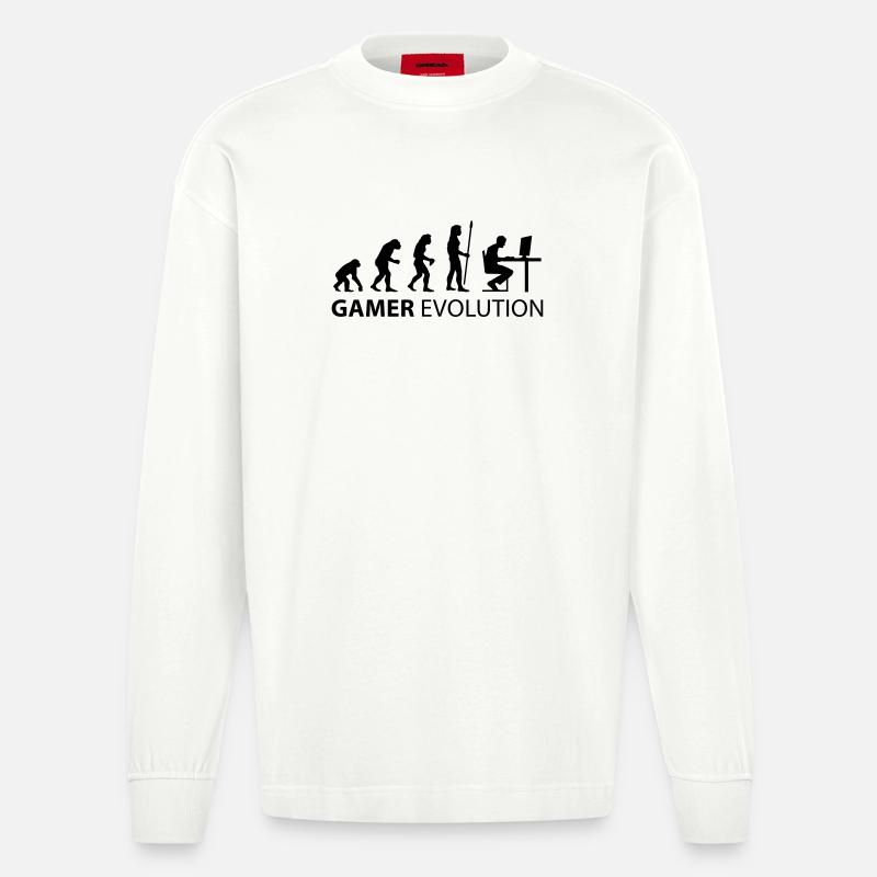 gamer evolution - Heavyweight Oversized Organic Langarmshirt Made in EU - OFF WHITE