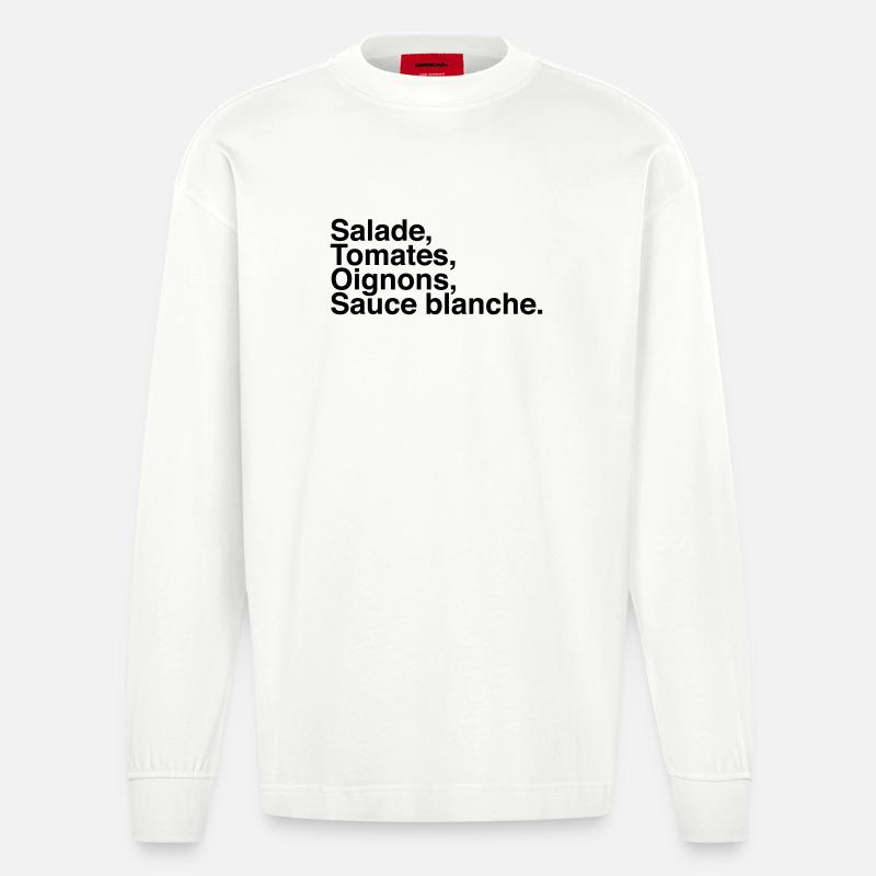Salade Tomate Oignons Sauce blanche - Manches longues bio épais oversize fabriqué en UE - OFF WHITE