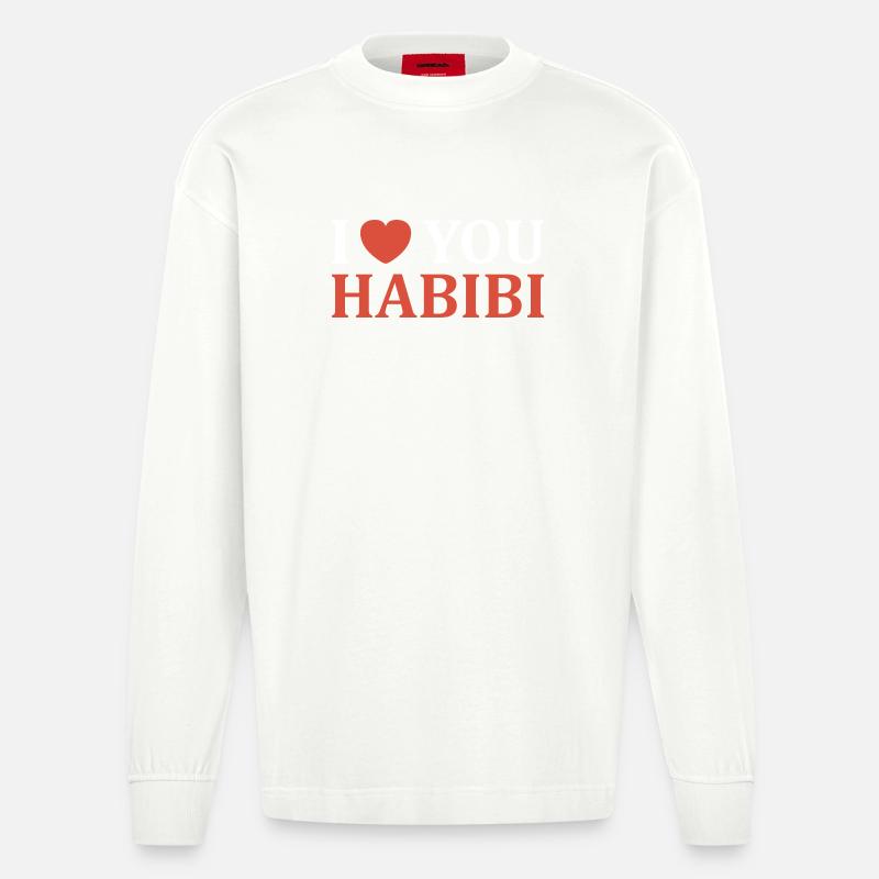 Ich liebe dich, Habibi. - Heavyweight Oversized Organic Langarmshirt Made in EU - OFF WHITE