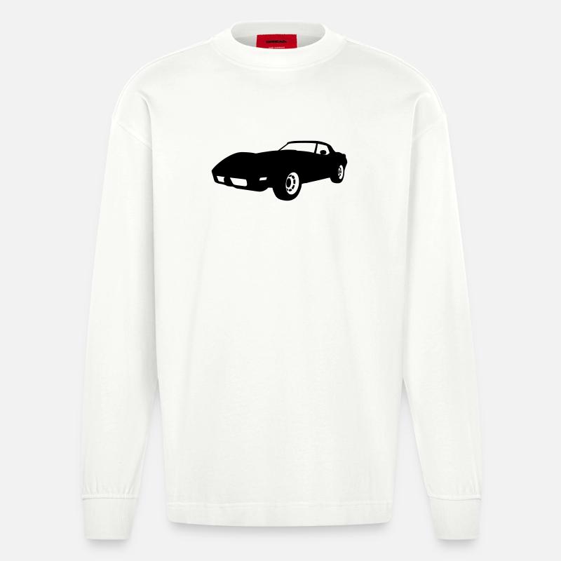 US Classic Car - Heavyweight Oversized Organic Langarmshirt Made in EU - OFF WHITE