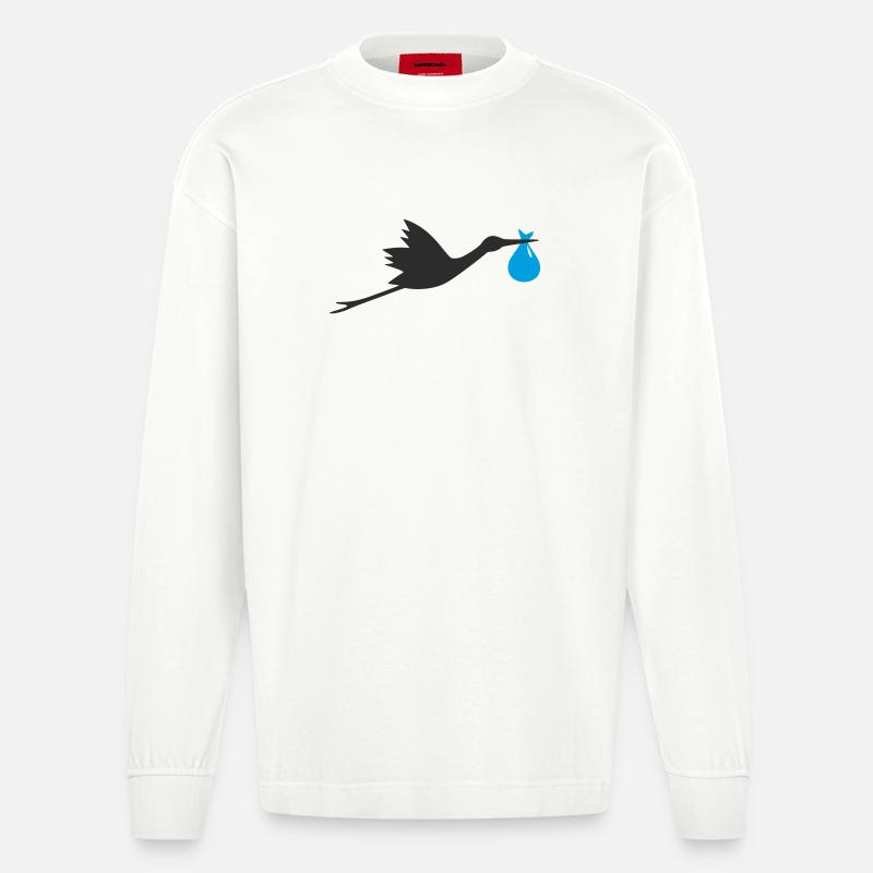 Klapperstorch Baby Junge - Heavyweight Oversized Organic Langarmshirt Made in EU - OFF WHITE