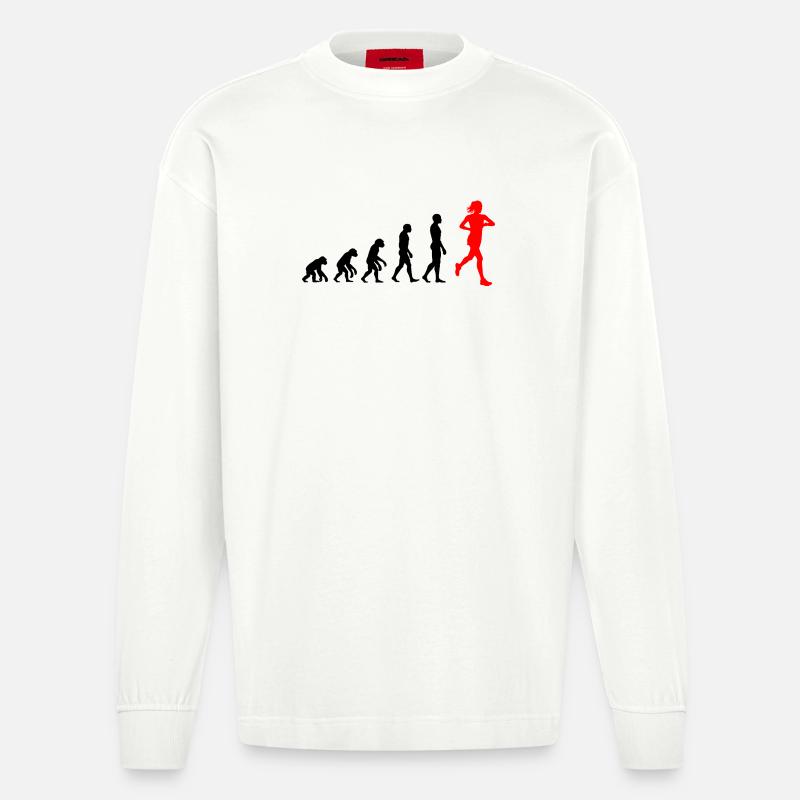 EVOLUTION RUNNERIN POWER! JOGGERIN LÄUFERIN FIT - Heavyweight Oversized Organic Langarmshirt Made in EU - OFF WHITE