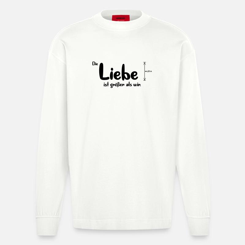 Liebe ist größer - Heavyweight Oversized Organic Langarmshirt Made in EU - OFF WHITE