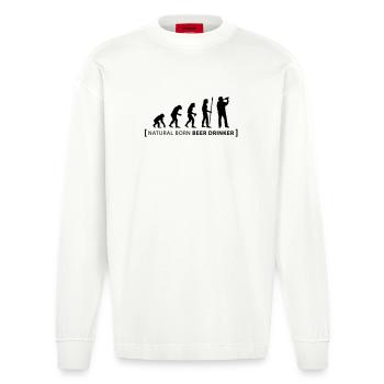 evolution_beer_drinker - Heavyweight Oversized Organic Langarmshirt Made in EU - OFF WHITE - Vorne