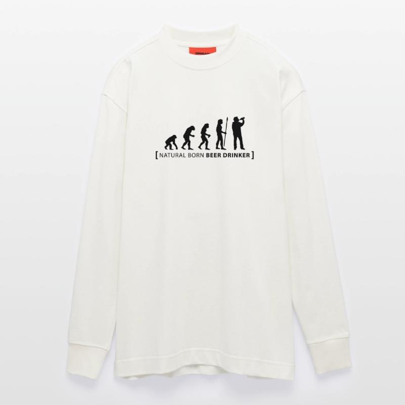 evolution_beer_drinker Heavyweight Oversized Organic Langarmshirt Made in EU