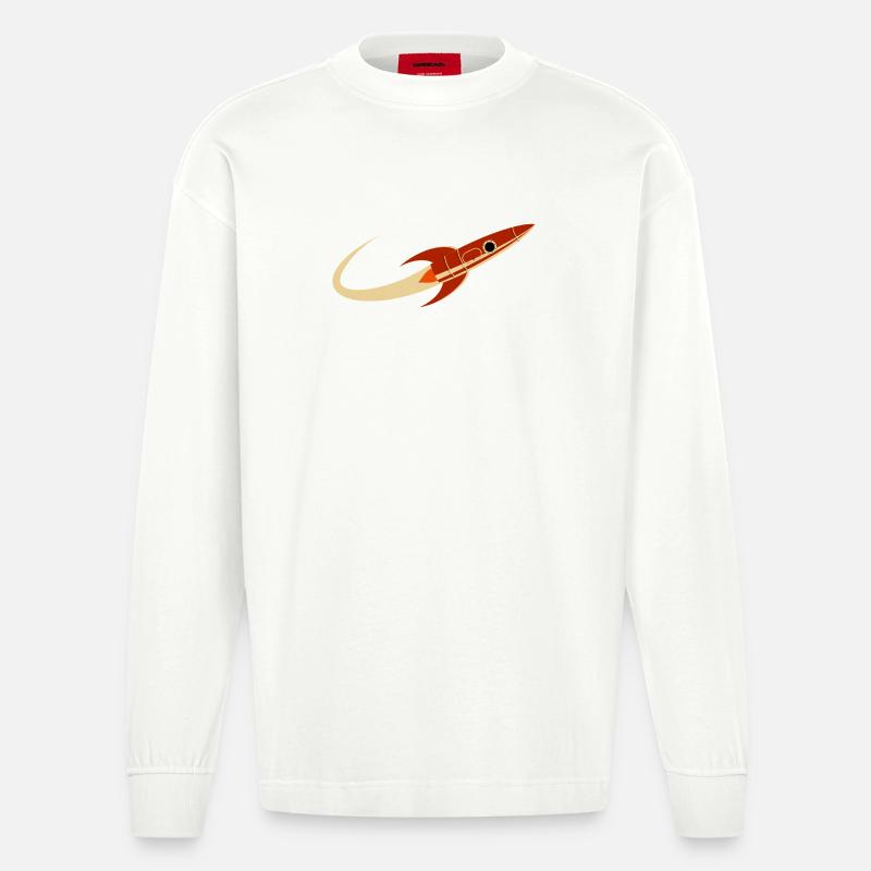 Fusée spatiale rouge - Manches longues bio épais oversize fabriqué en UE - OFF WHITE