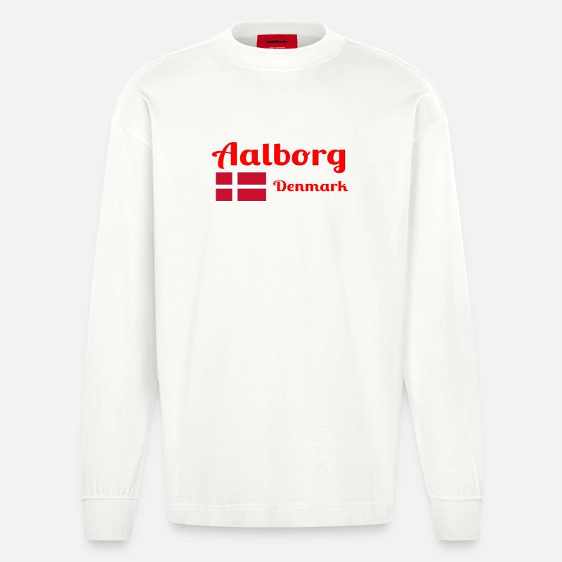 Aalborg, Danemark - Imprimés élégants - Manches longues bio épais oversize fabriqué en UE - OFF WHITE