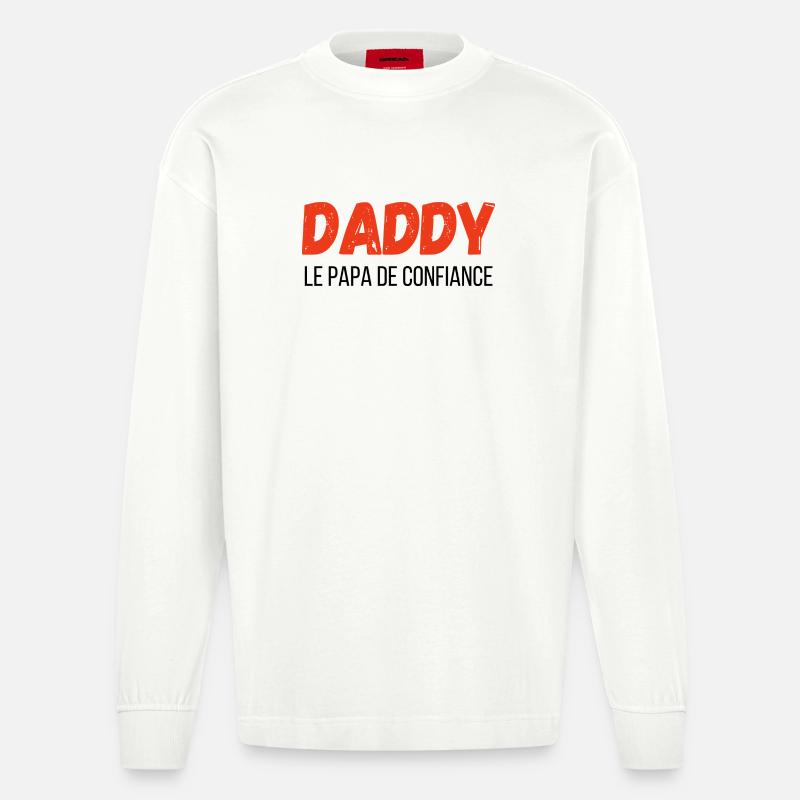 Daddy, der vertraute Papa – Geschenkidee - Heavyweight Oversized Organic Langarmshirt Made in EU - OFF WHITE