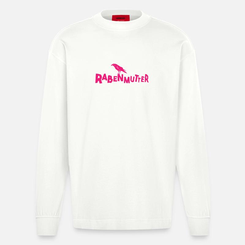 Rabenmutter - Mutter - Mama - Mami - Rabe - Heavyweight Oversized Organic Langarmshirt Made in EU - OFF WHITE