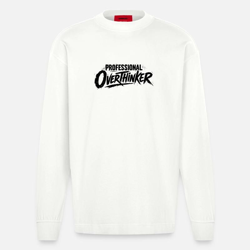 PROFESSIONAL OVERTHINKER Grunge - Heavyweight Oversized Organic Langarmshirt Made in EU - OFF WHITE