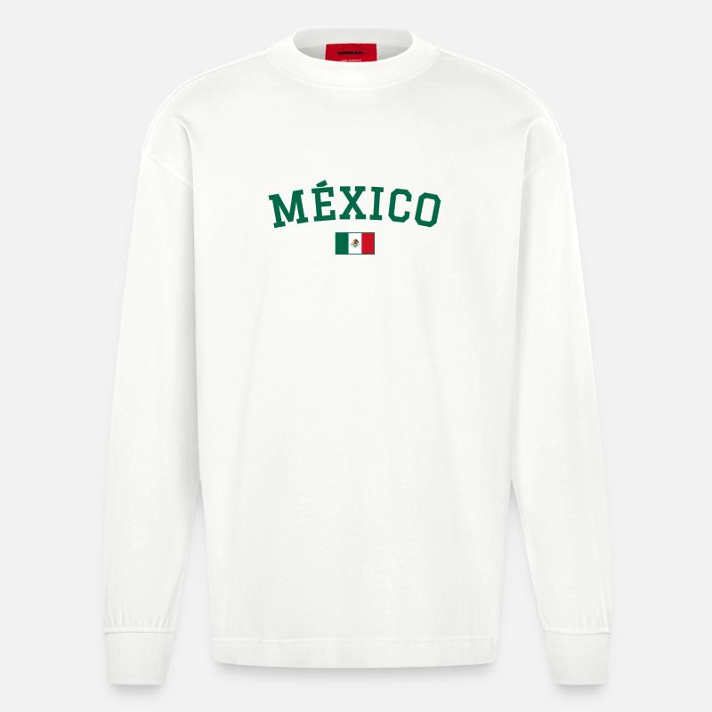 Drapeau du Drapeau du Mexique Vert - Manches longues bio épais oversize fabriqué en UE - OFF WHITE