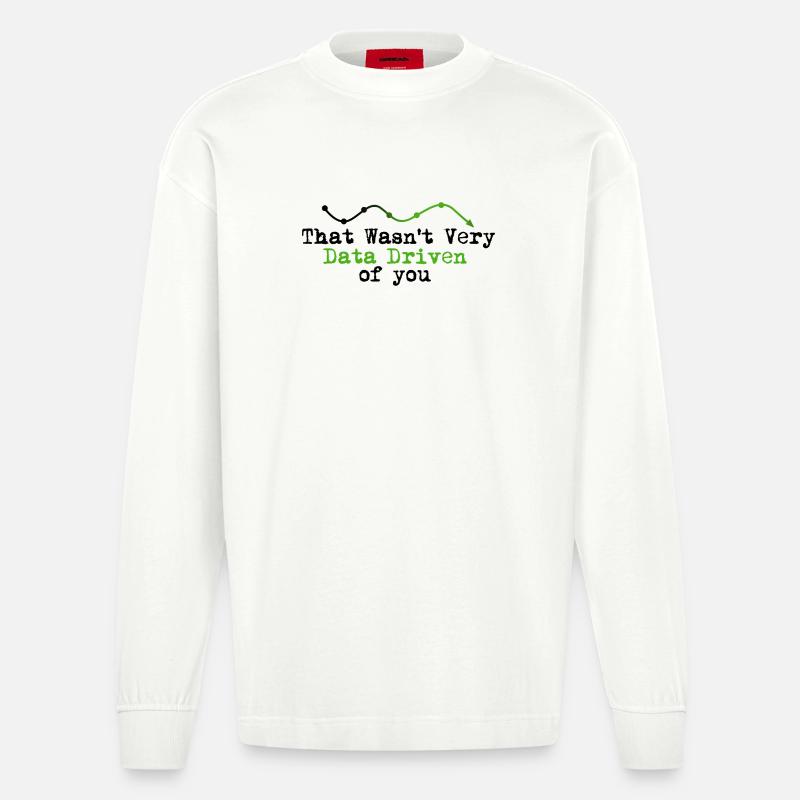 Data Driven Graphline Logo - Heavyweight Oversized Organic Longsleeve Shirt Made in EU - OFF WHITE