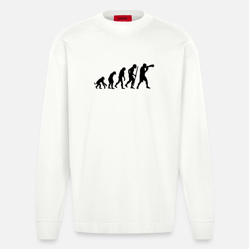 Evolution de la boxe - Manches longues bio épais oversize fabriqué en UE - OFF WHITE