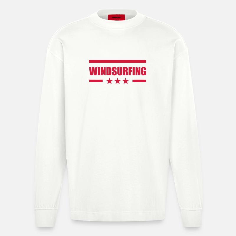 Windsurfen / Windsurfer / Windsurf / Windsurfing - Heavyweight Oversized Organic Langarmshirt Made in EU - OFF WHITE