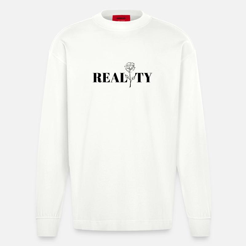 Un design cool, la réalité. - Manches longues bio épais oversize fabriqué en UE - OFF WHITE