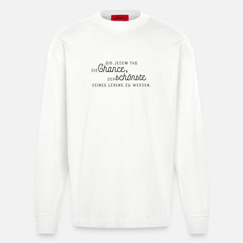 Abstrakte Farbexplosion auf Leinwand - Heavyweight Oversized Organic Langarmshirt Made in EU - OFF WHITE